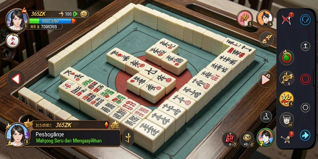 Tampilan gameplay seru dan menantang dalam 365ZK permainan Mahjong.