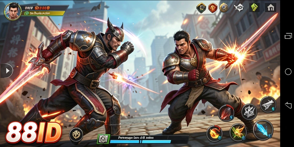 Tampilan gameplay aksi seru di 88ID dengan pertempuran yang mendebarkan.