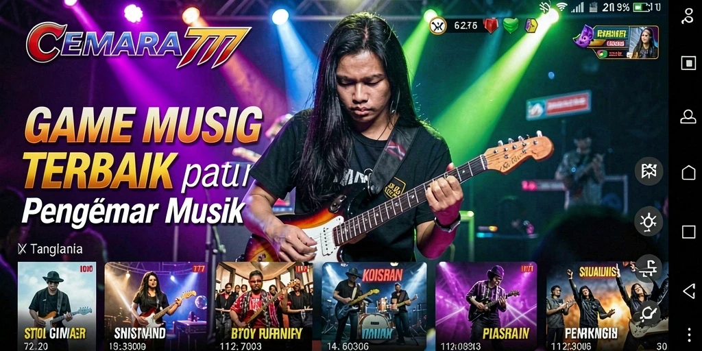 Tampilan gameplay CEMARA777 saat mendengarkan musik favorit.