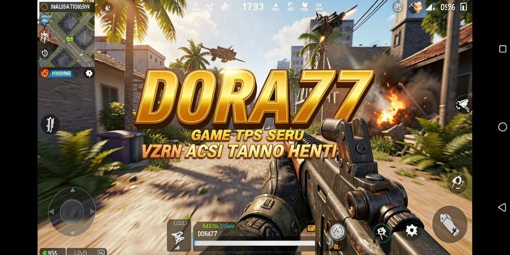 Screenshot utama DORA77 menampilkan gameplay TPS yang mendebarkan.