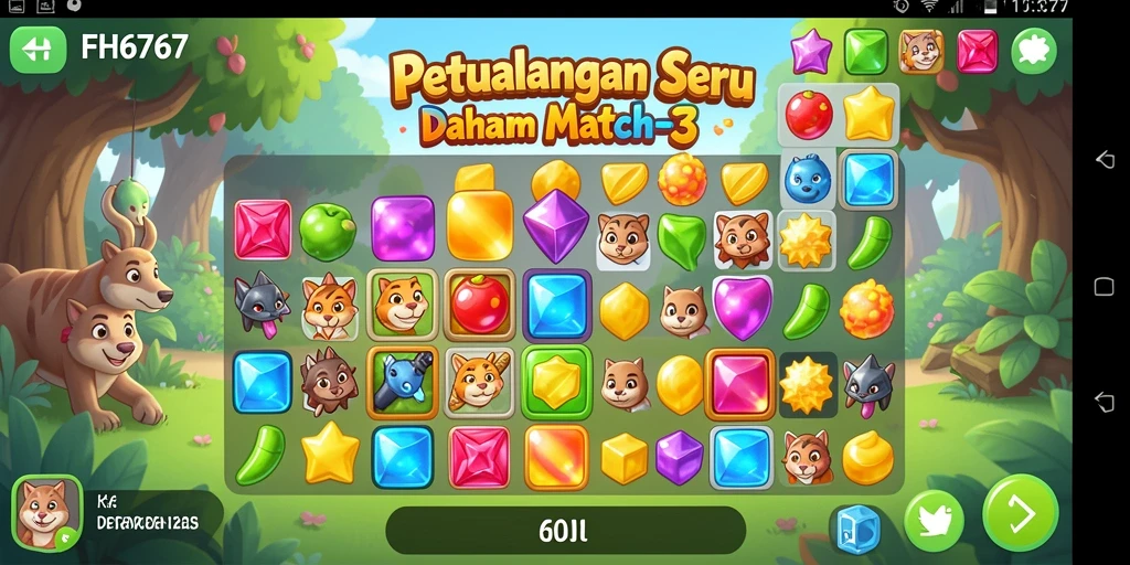 Tampilan gameplay FH6767 yang seru dan menantang level Match-3.