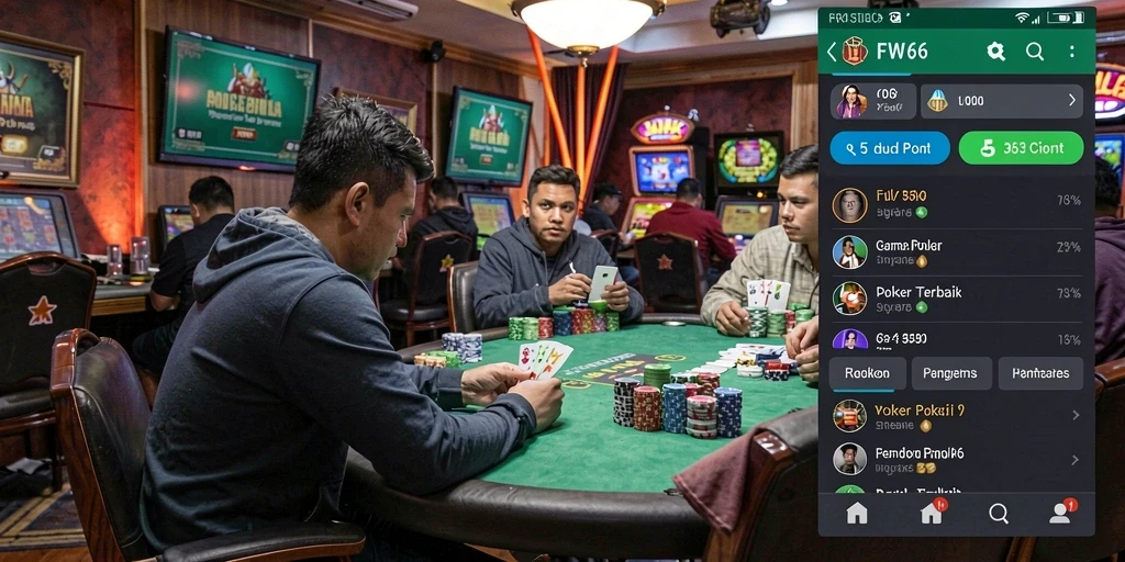 Tampilan gameplay mendebarkan dalam permainan Poker di FW66.