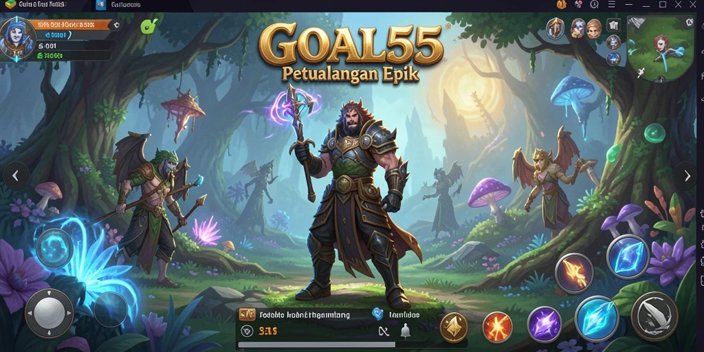 Screenshot game GOAL55 menampilkan aksi pertarungan epik dan karakter yang menarik.