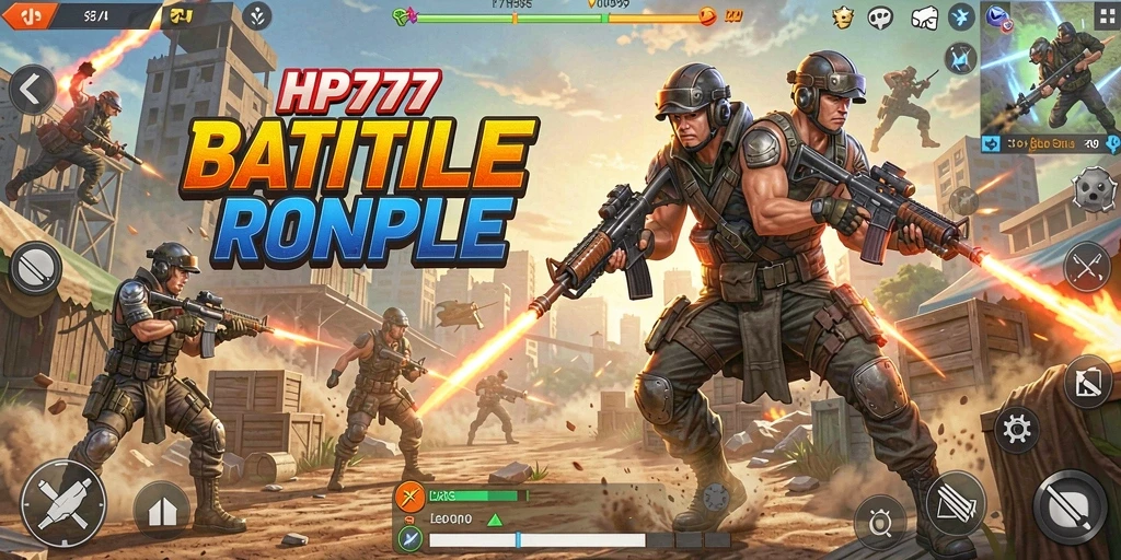 Tangkapan layar HP777 menunjukkan aksi mendebarkan dalam pertarungan Battle Royale.