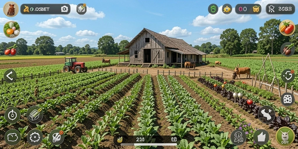 Screenshot gameplay IOSBET menampilkan aktivitas bertani yang menyenangkan.