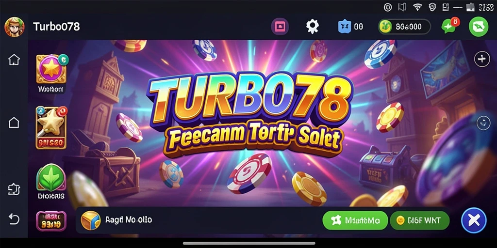 Screenshot TURBO78 menunjukkan gameplay Slot yang mendebarkan dan penuh warna.