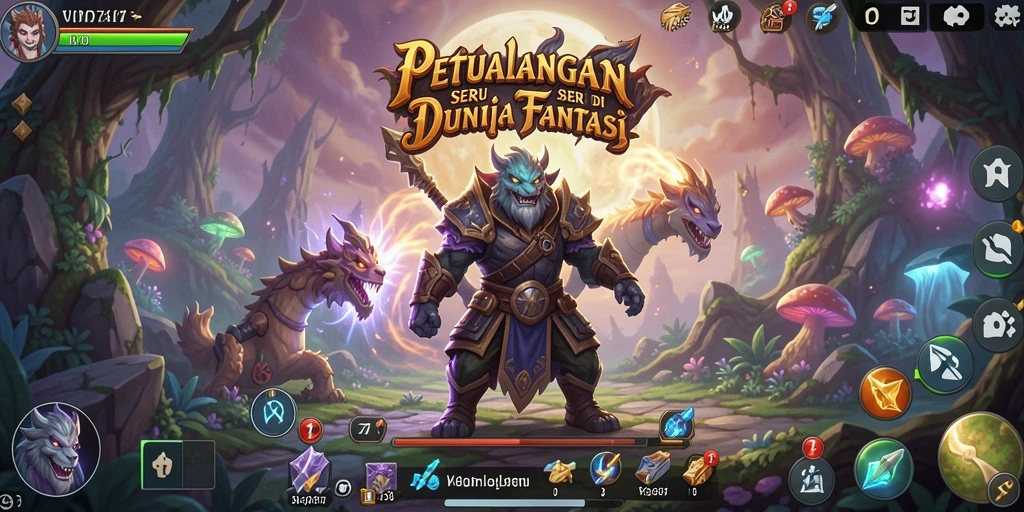 Screenshot gameplay VIO77 menampilkan karakter utama berpetualang di dunia fantasi.