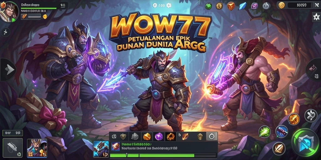 Tangkapan layar utama WOW77 menampilkan aksi pertarungan seru dalam game ARPG.