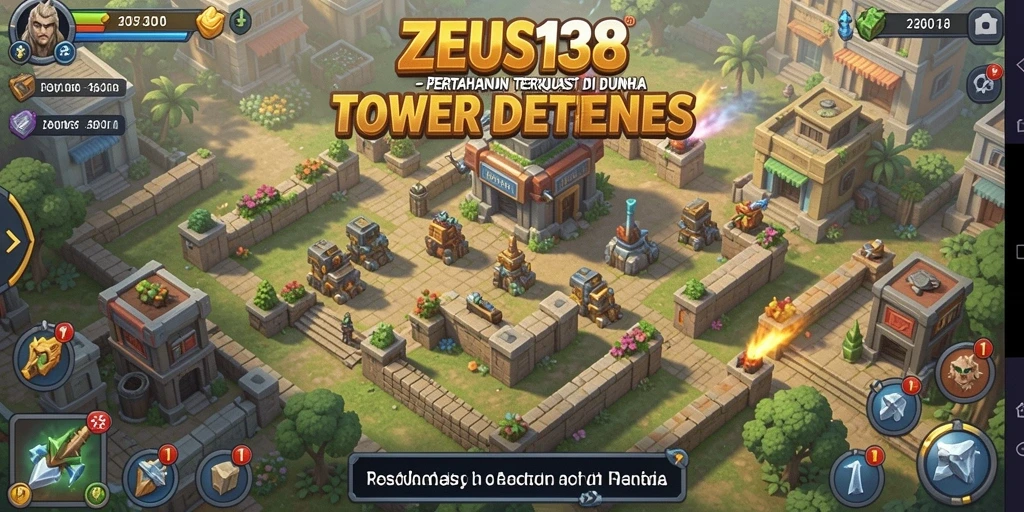 Tampilan gameplay dari ZEUS138 yang menegangkan dan penuh aksi Tower Defense.